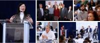 Collage of photos of speakers and audience members